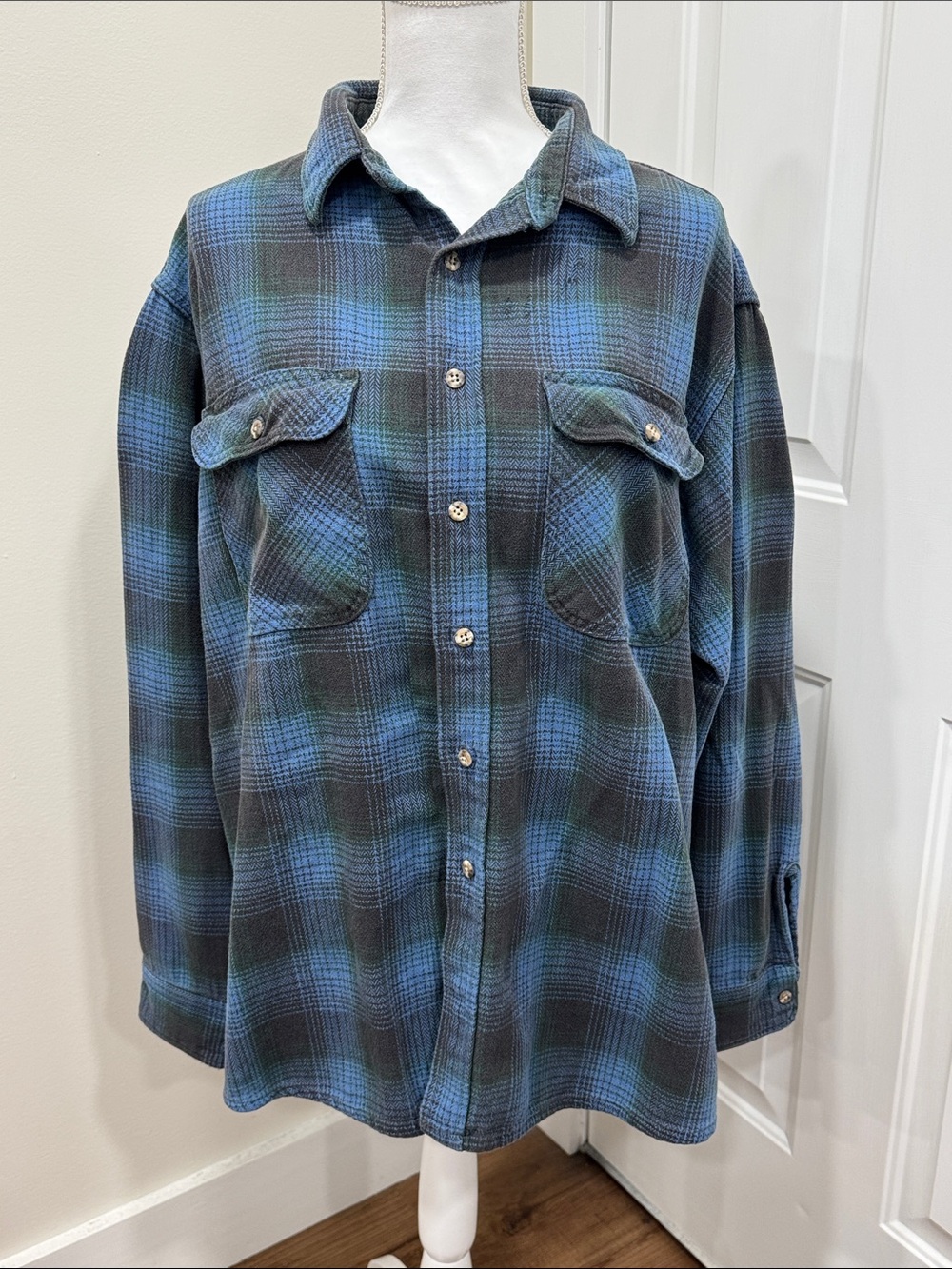 Vintage Private Property Made in U.S.A Plaid Flannel Button-Down Shirt